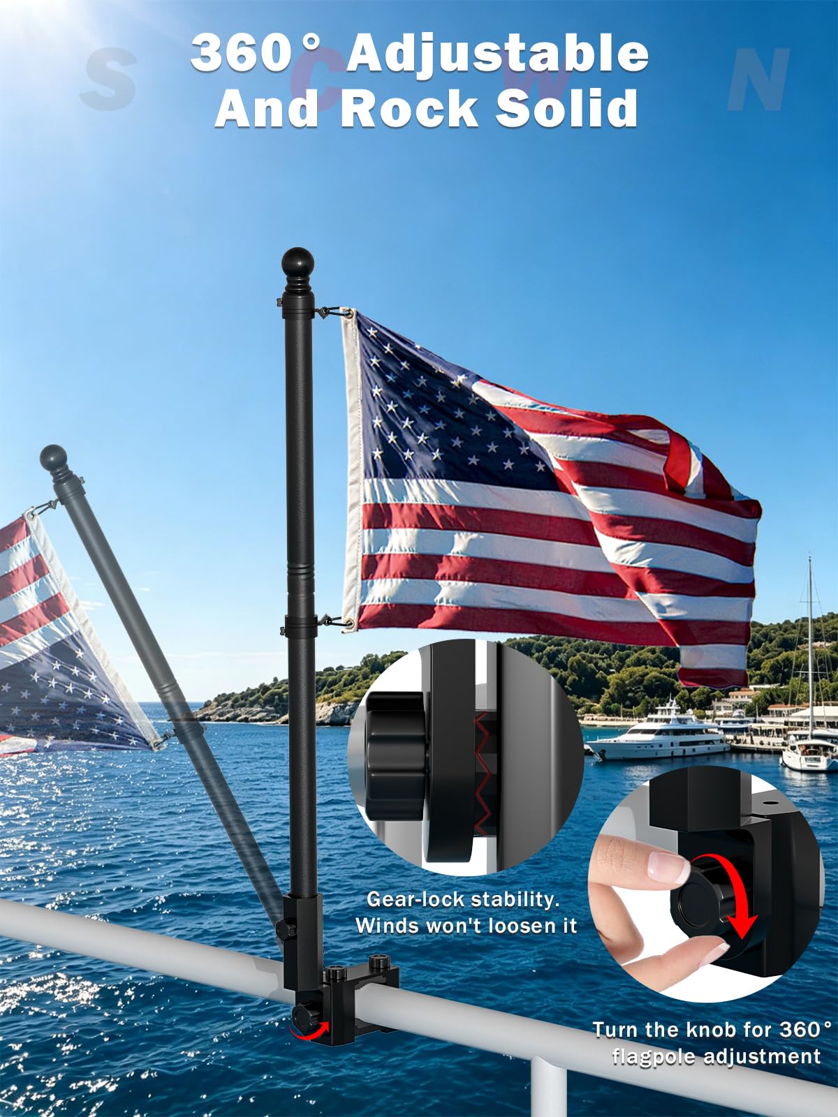 2.5FT Stainless Steel Boat Flag Pole Kit S2227