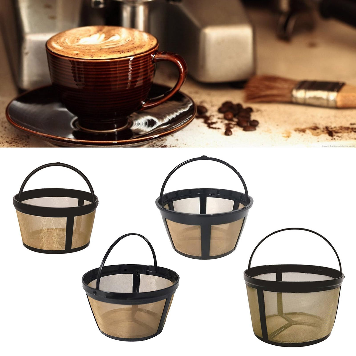 Golden Tone Coffee Filter for 4/6/8/12 Cup Coffee Maker Q1508