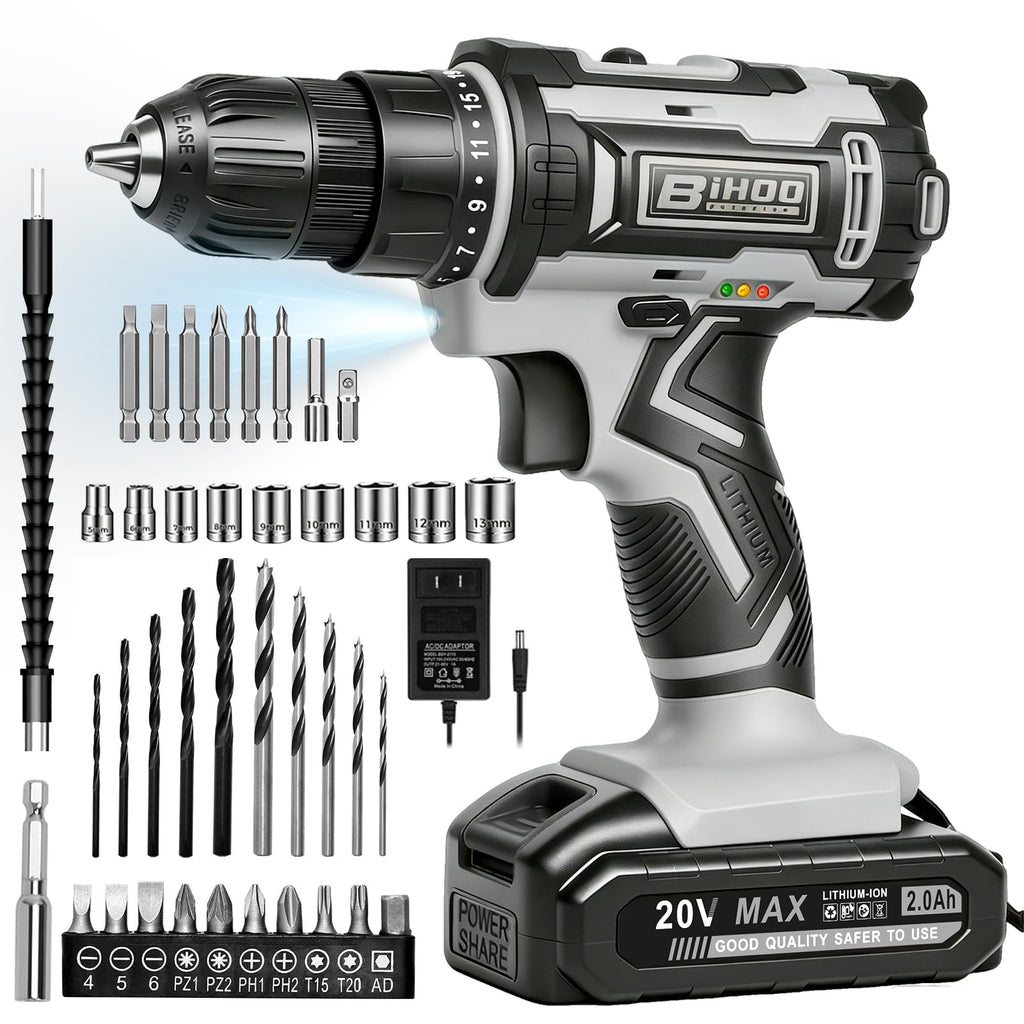 Cordless Drill with 25Nm max, Drill Bits Kit, Gray Z841