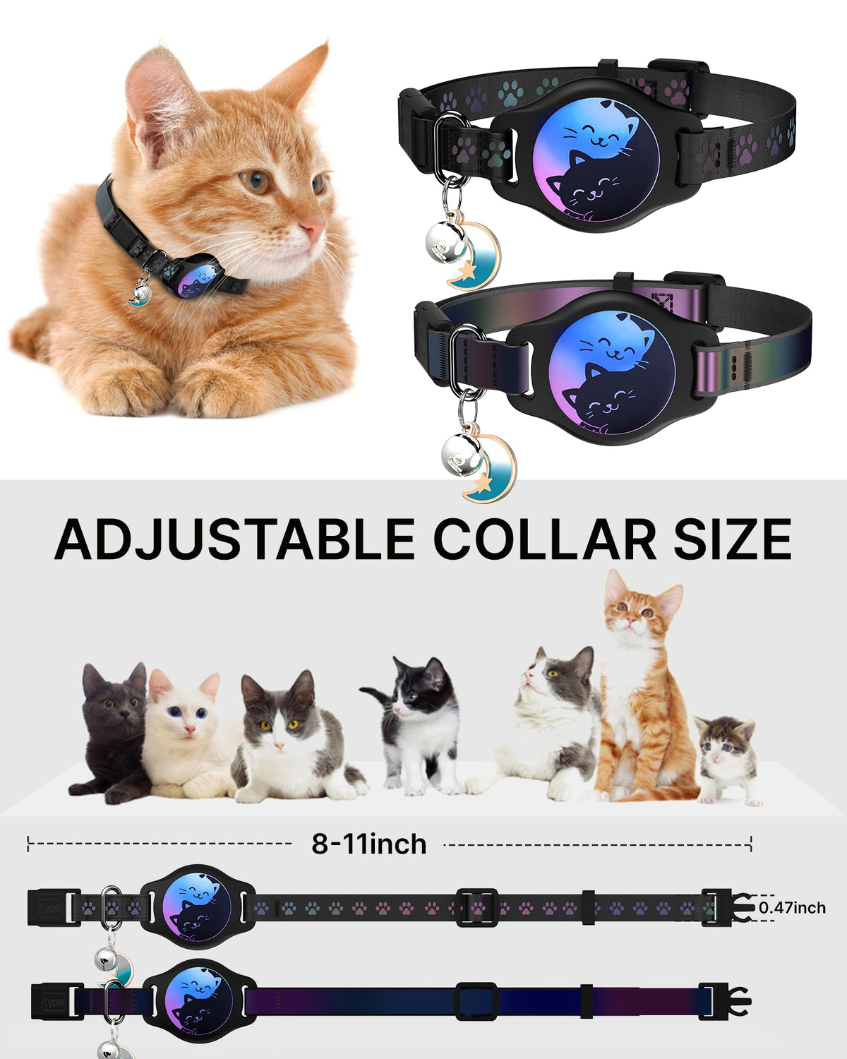 Cat Collar with AirTag Holder 2 Pack Z3010