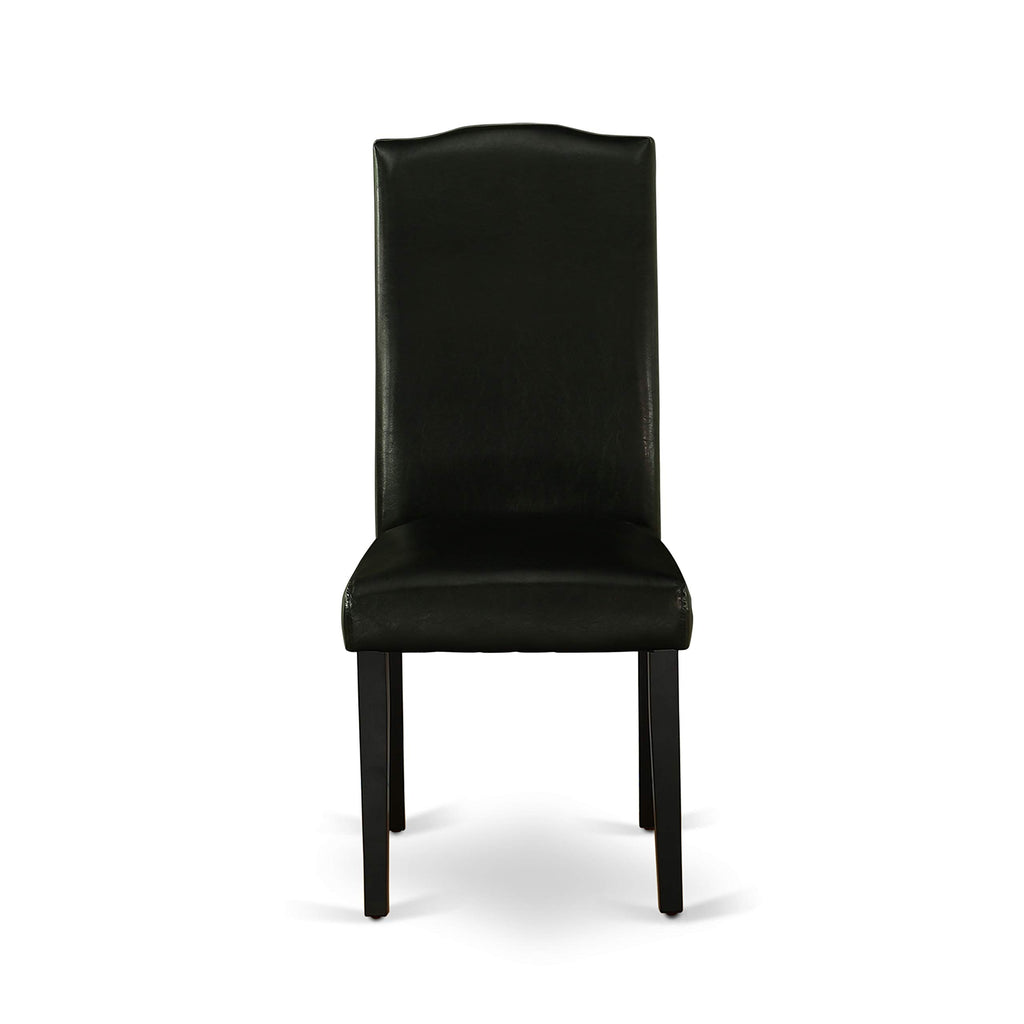 5 Piece Round Dining Table Set with 4 Black Faux Leather Chairs W860