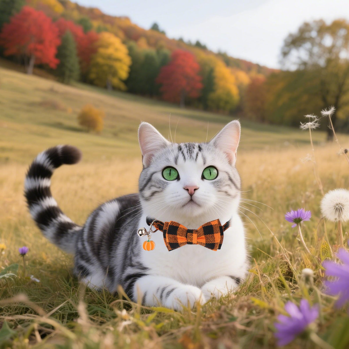 Orange Plaid Cat Collar M716