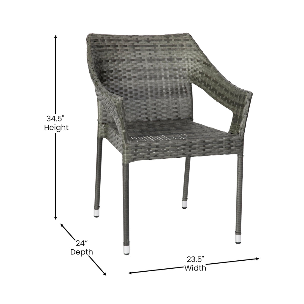 Gray PE Rattan Patio Dining Chair 2-Pack W926