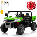 24V 4WD Ride on Truck Car with Dump Bed, 2 Seaters, Remote Control, Green F1678