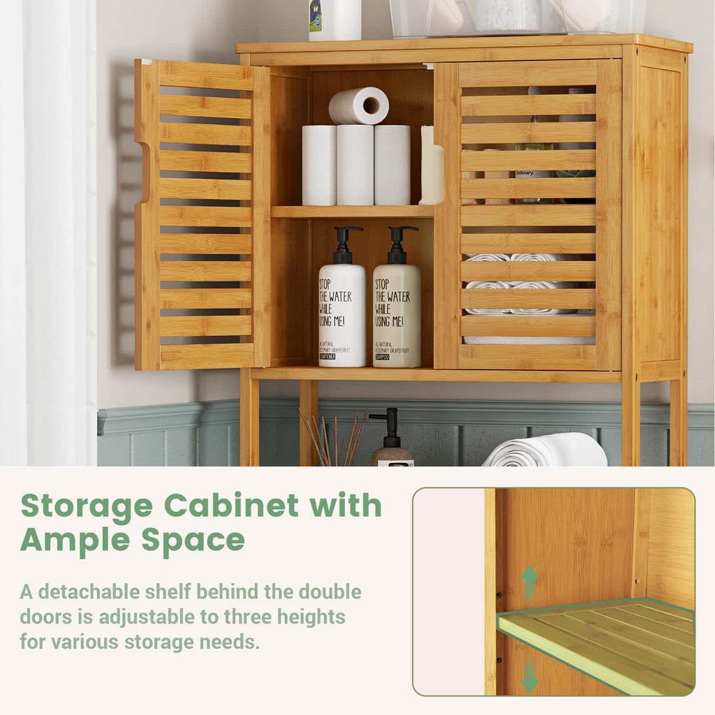 Over The Toilet Storage Cabinet with Adjustable Shelves Bamboo T7747