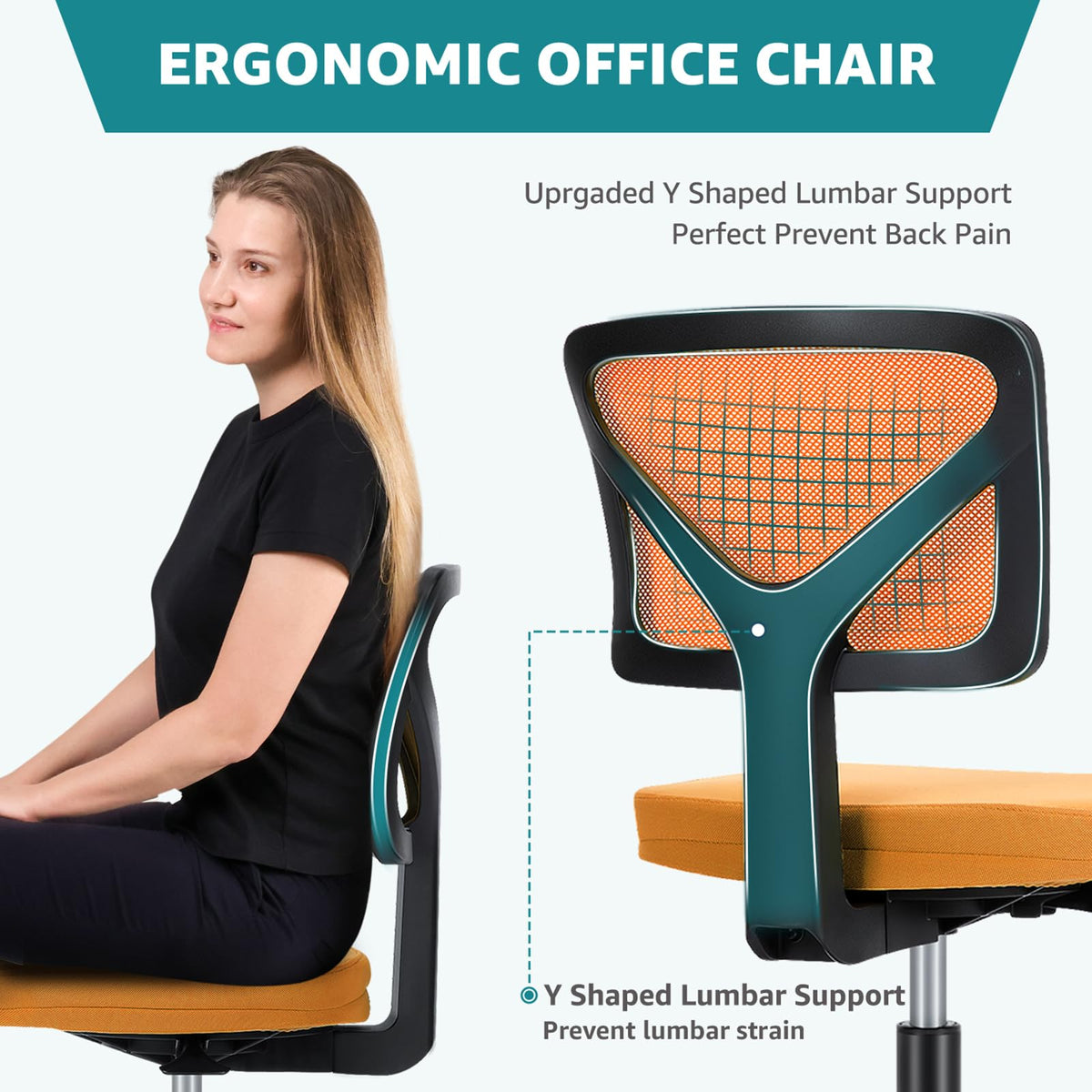 Armless Ergonomic Home Office Chair C944158
