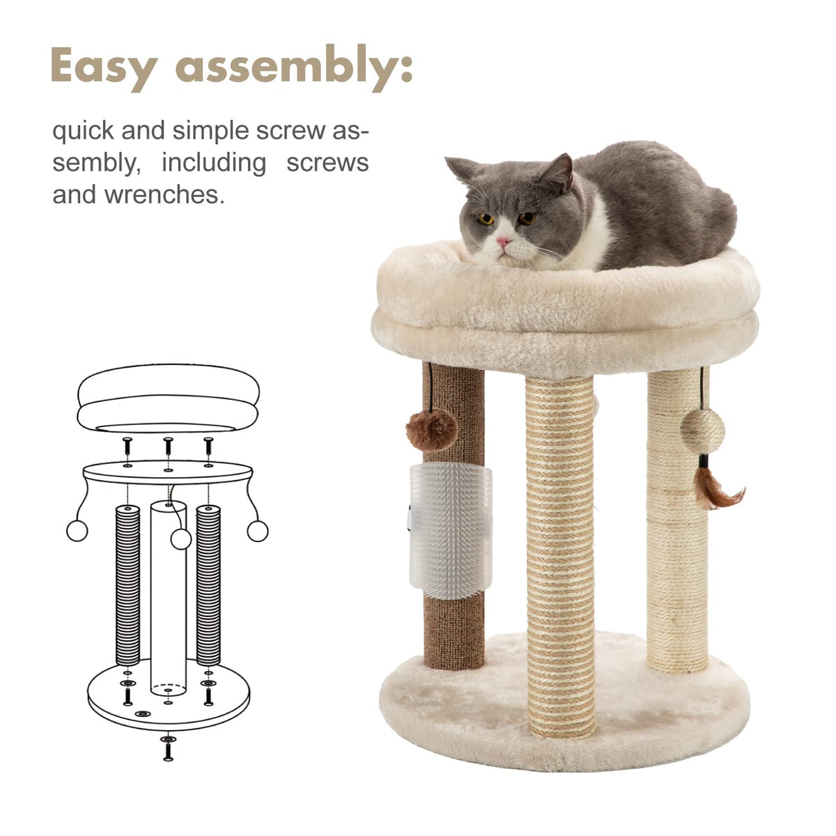 Small Cat Tree with Scratching Post and Soft Bed X8632