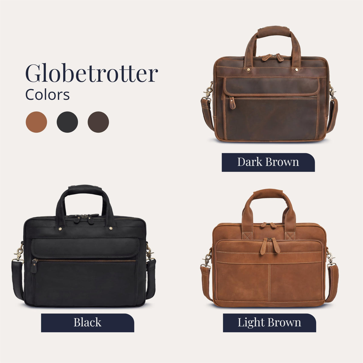 Full-Grain Leather Laptop Briefcase S889