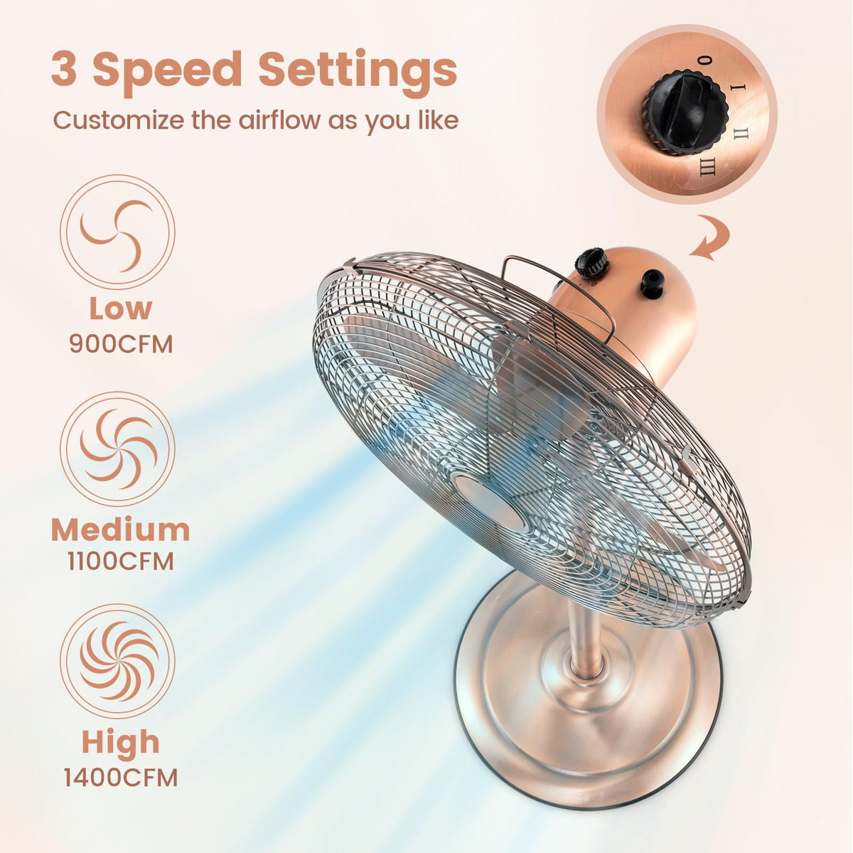 16" Metal Pedestal Fan with Adjustable Height T170498
