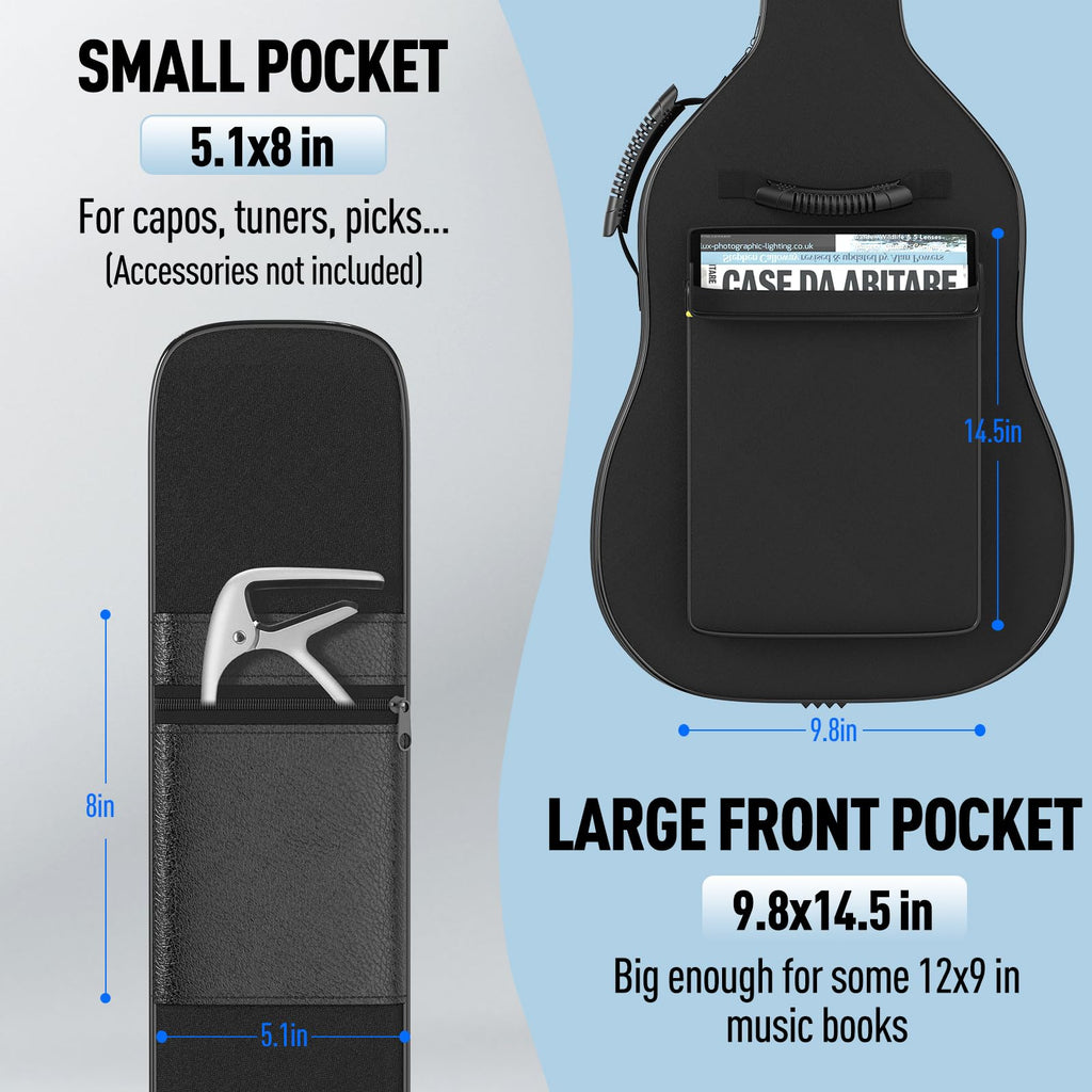 Black Acoustic Guitar Gig Bag with 0.35 Inch Foam Padding F251911