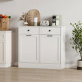 White 20-Gallon Wooden Tilt-Out Trash Can Cabinet I47231