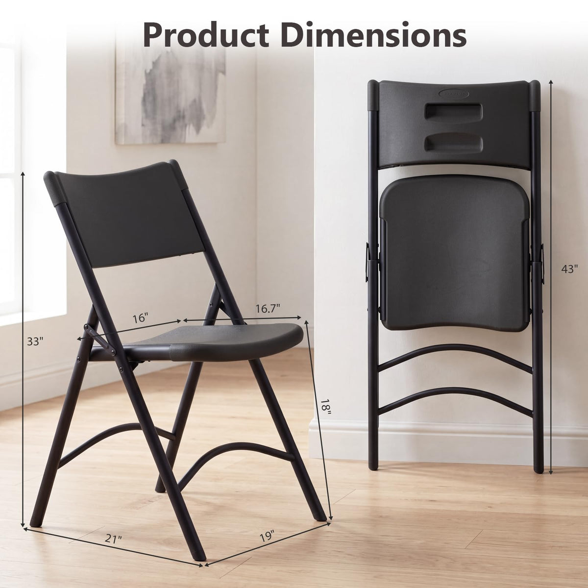 4 Pack Black Heavy Duty Folding Chair J78087