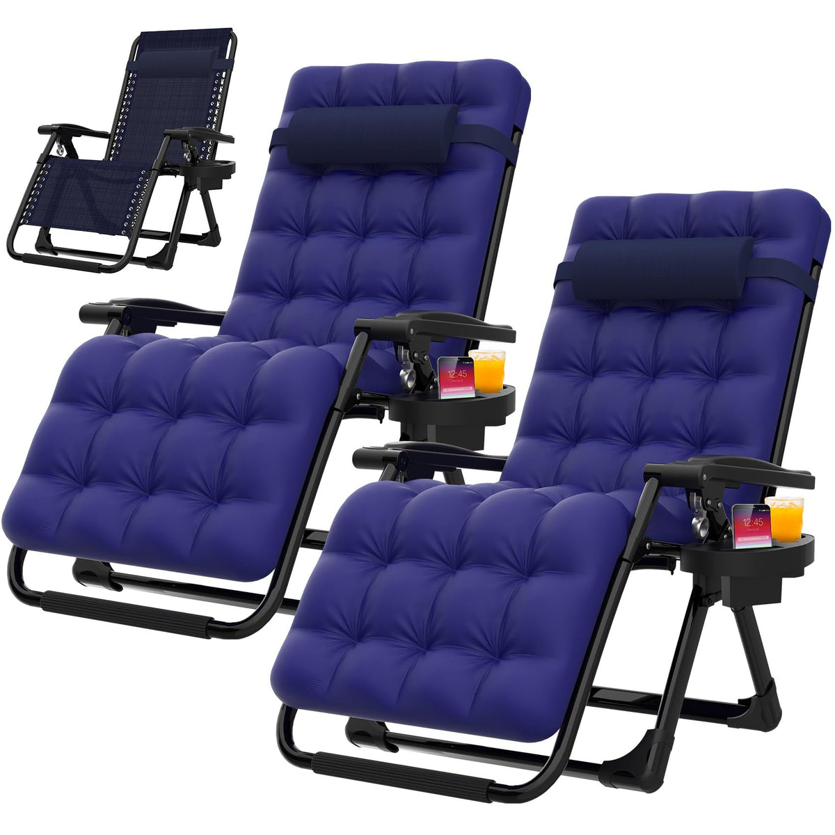 Zero Gravity Reclining Camping Chair Set of 2 with Cushion J564514