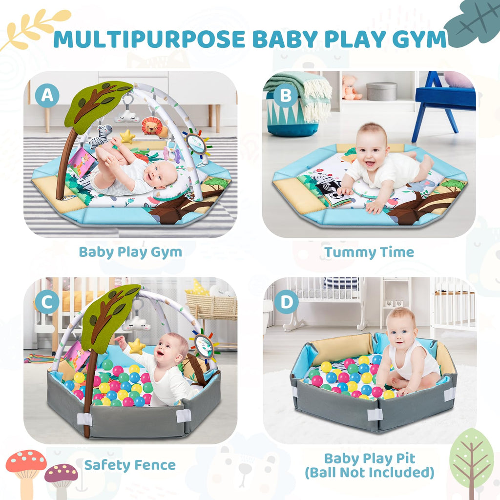 8-in-1 Tummy Time Play Mat & Ball Pit with 6 Toys H746