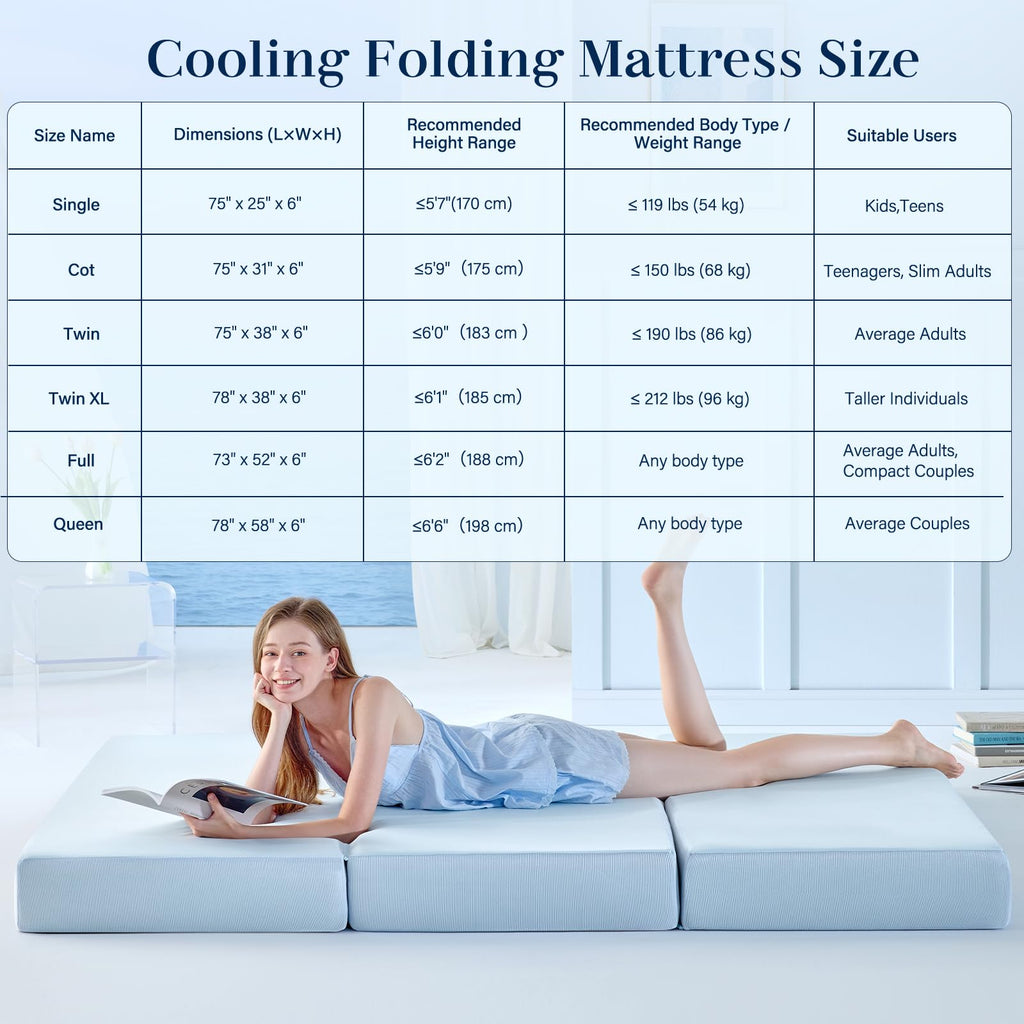 6 Inch Cooling Memory Foam Folding Mattress N255822
