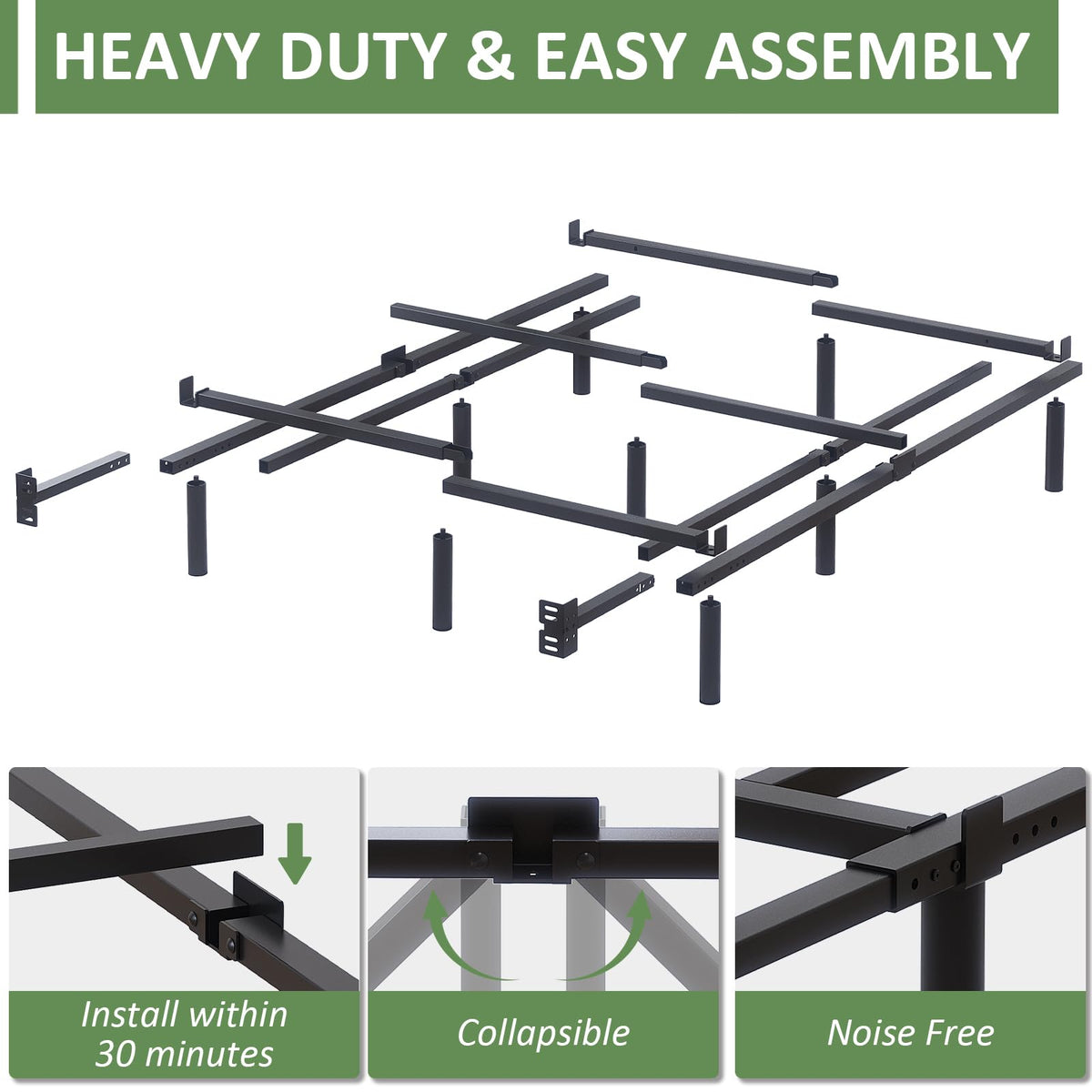 Queen Size Black Metal Bed Frame R248