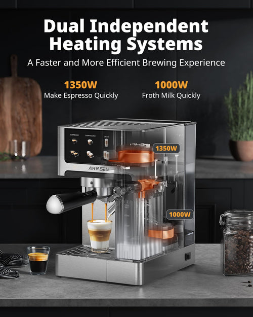 20 Bar Espresso Machine with Milk Frother, Stainless Steel, 60oz Water Tank B790