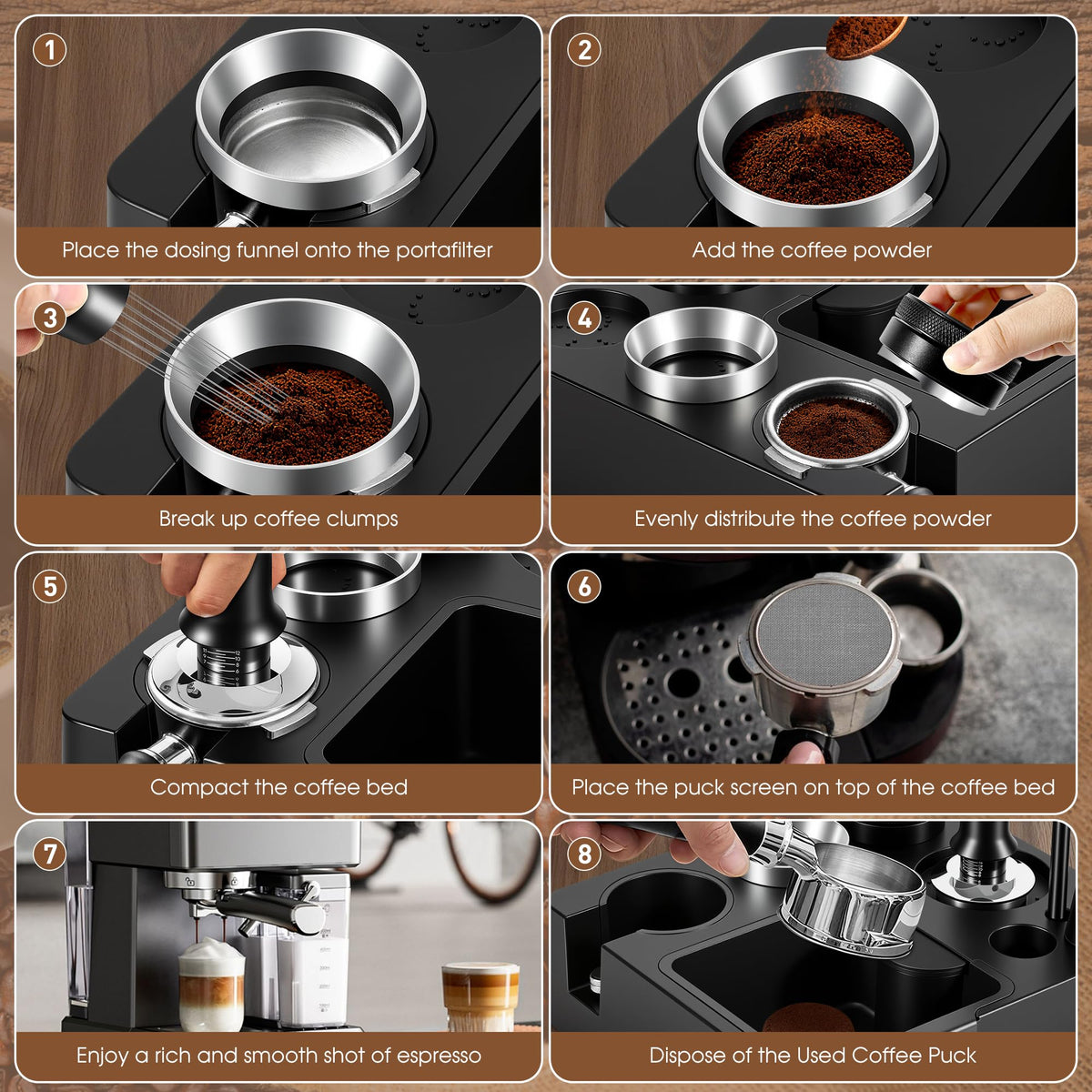 51mm Espresso Accessories Kit, Tamping Station, Knock Box, Tamper L674