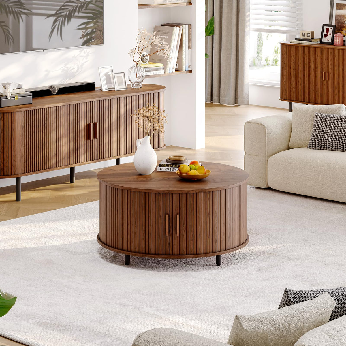 31.5" Round Coffee Table with Storage A110