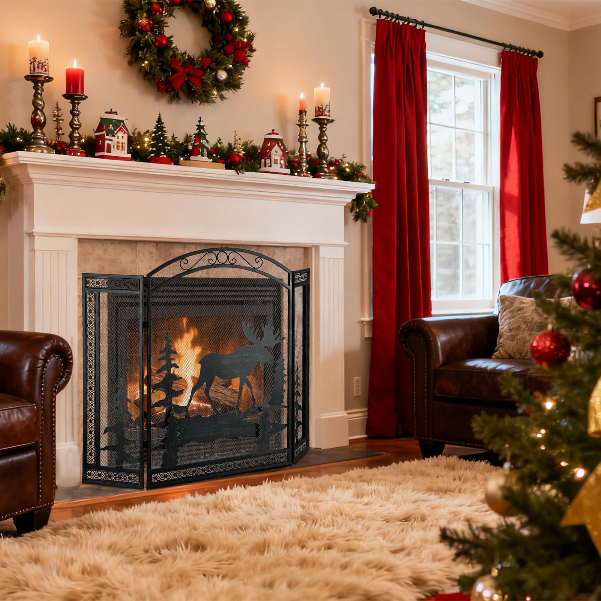 3 Panel Fireplace Screen with Guard Grate H271