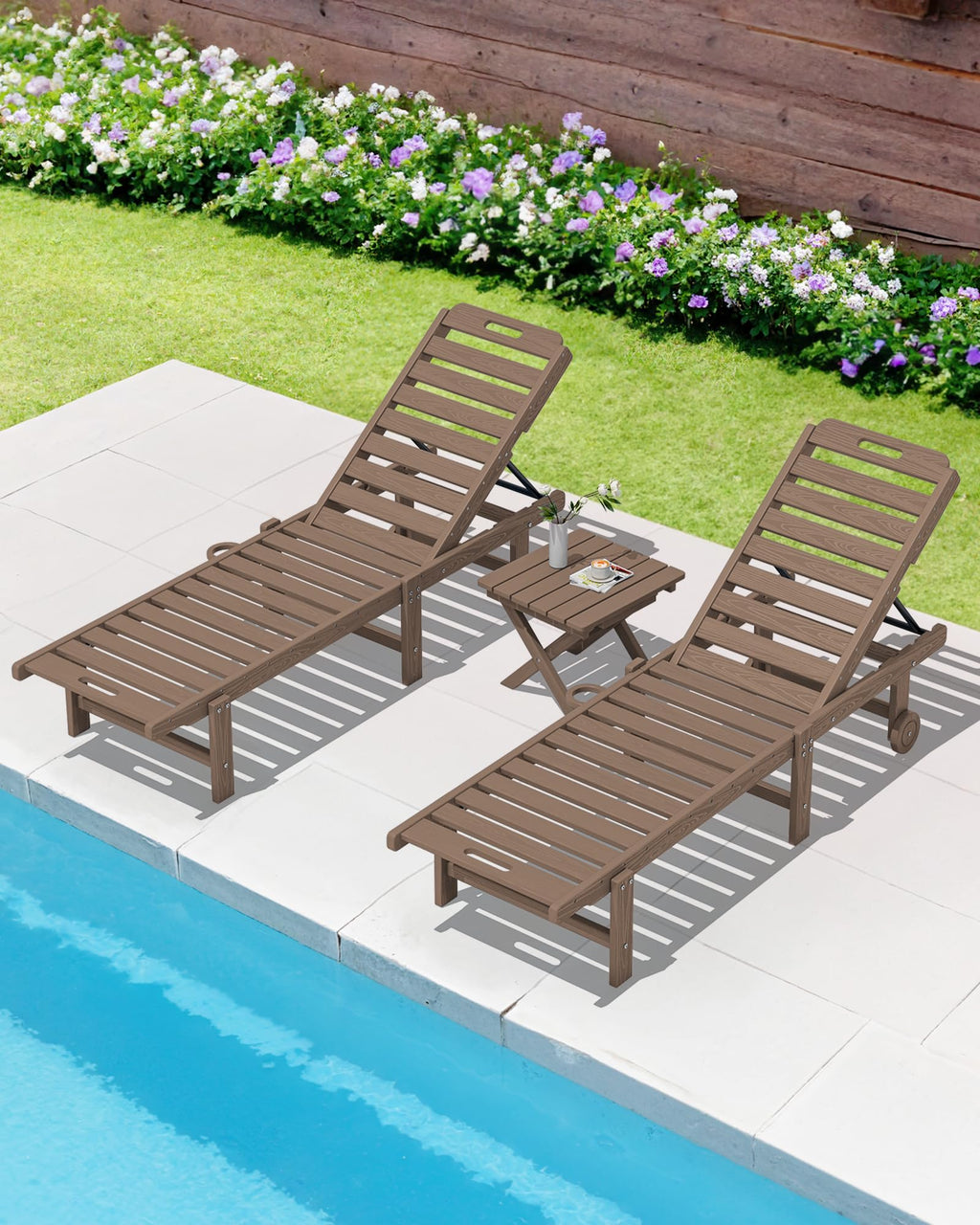 Small Folding Outdoor Side Table Set of 2 Brown E242