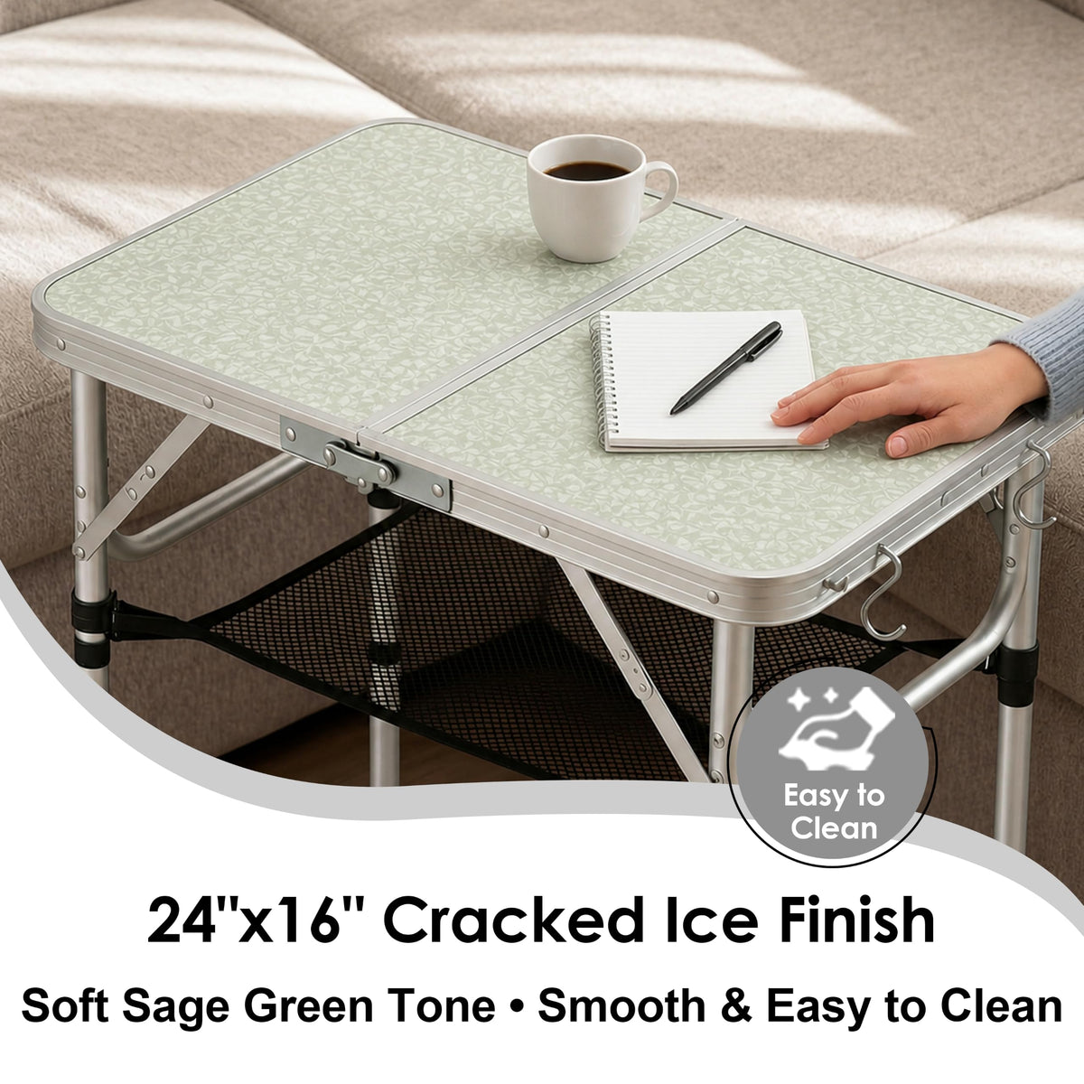 Folding Camping Table, Adjustable Height Portable Picnic Table, 24"x 16" Z73445