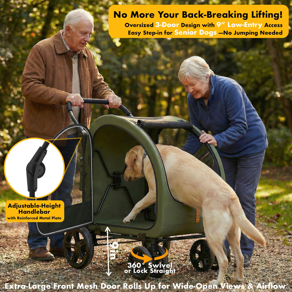 3-in-1 Large Dog Stroller with Detachable Carrier F604
