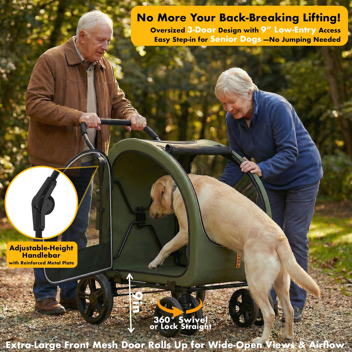 3-in-1 Large Dog Stroller with Detachable Carrier F604