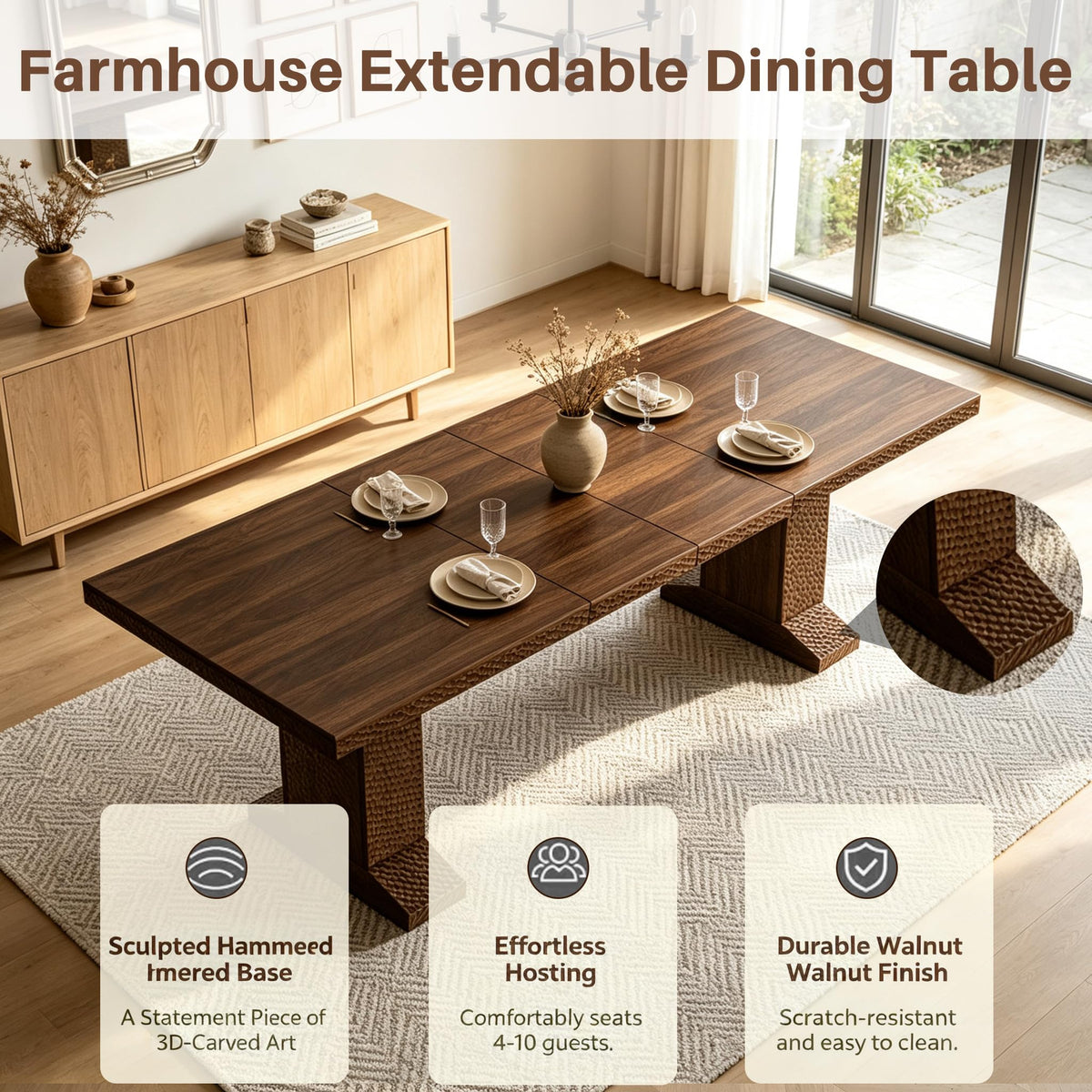 Extendable Dining Table Set for 8 J739