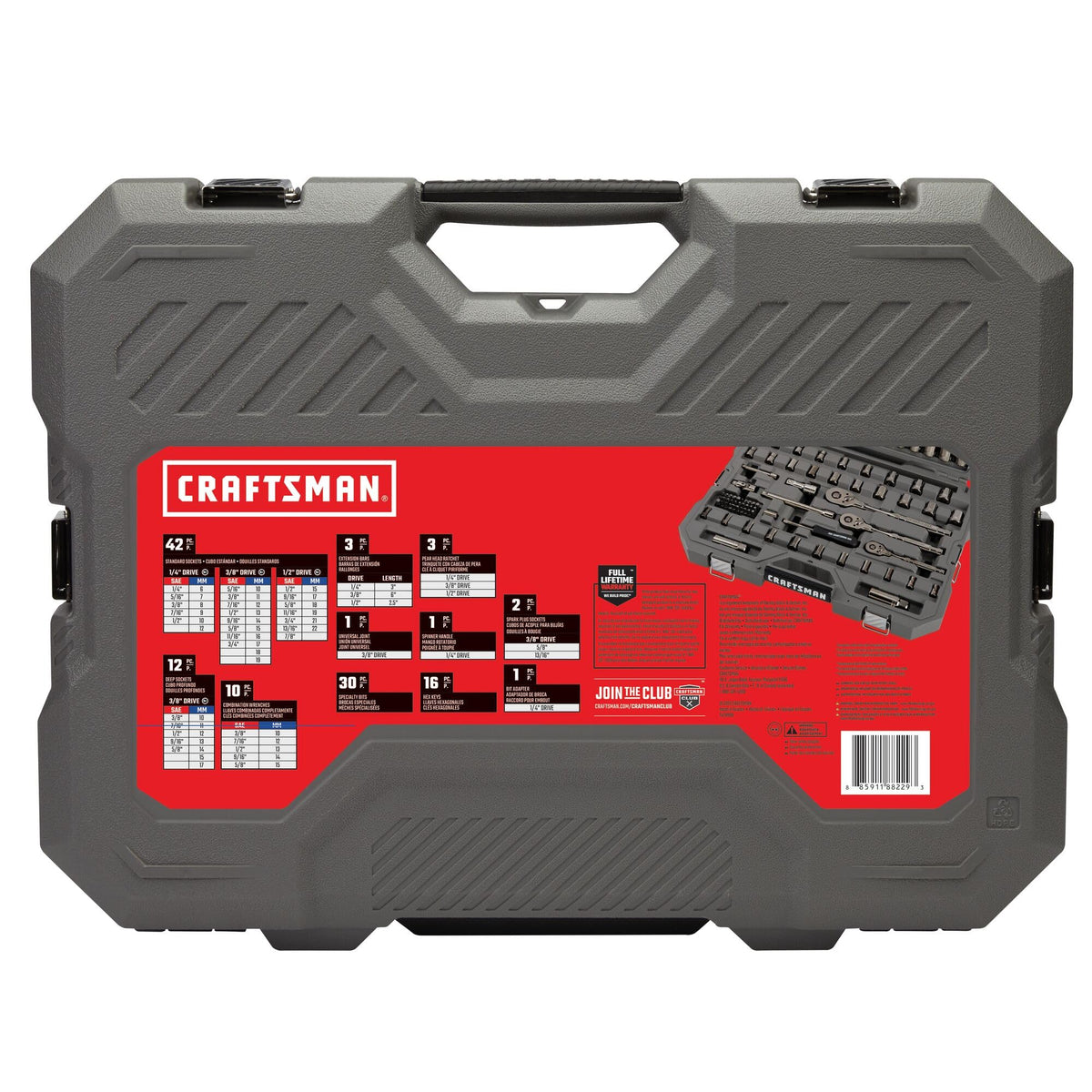 121-Piece Gunmetal Chrome Mechanics Tool Set with Hard Case H76269