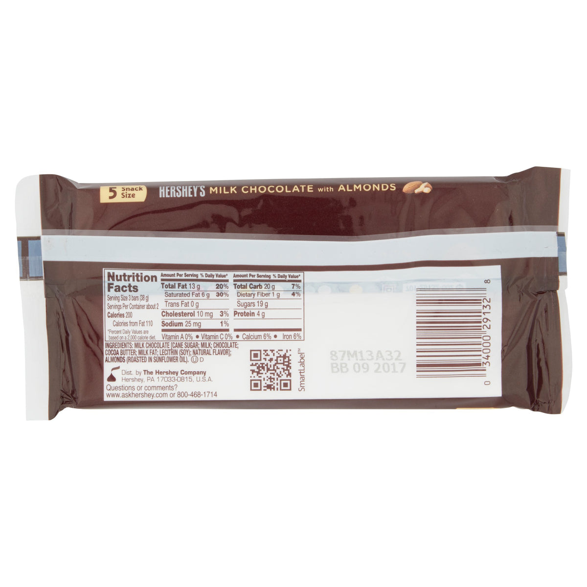 Milk Chocolate with Almonds Snack Size 2.25 oz W346