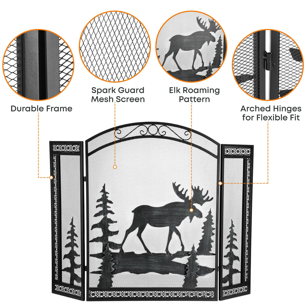 3 Panel Fireplace Screen with Guard Grate H271