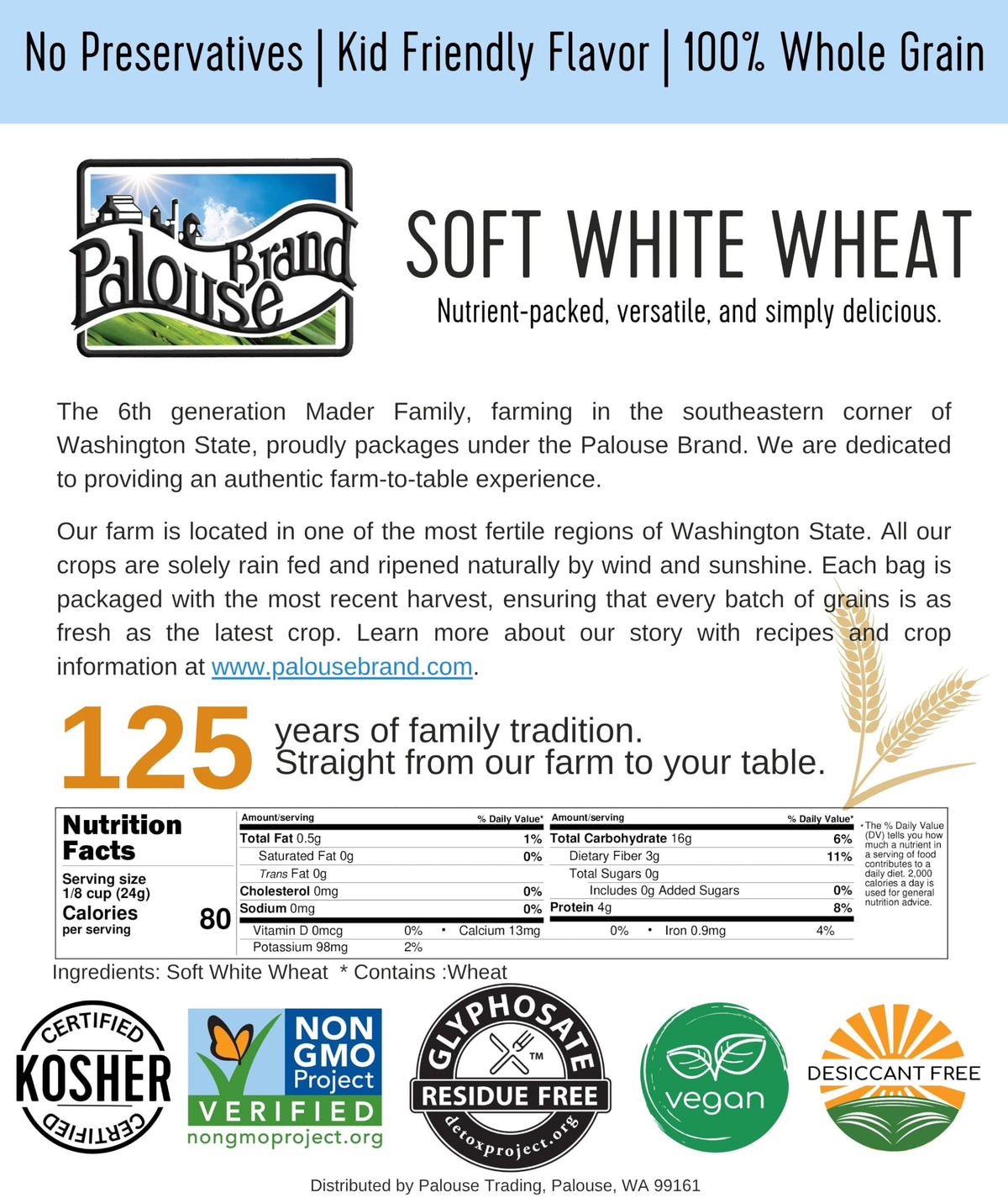Hard Red Winter and Spring White Wheat Berries 100 LBS K10306