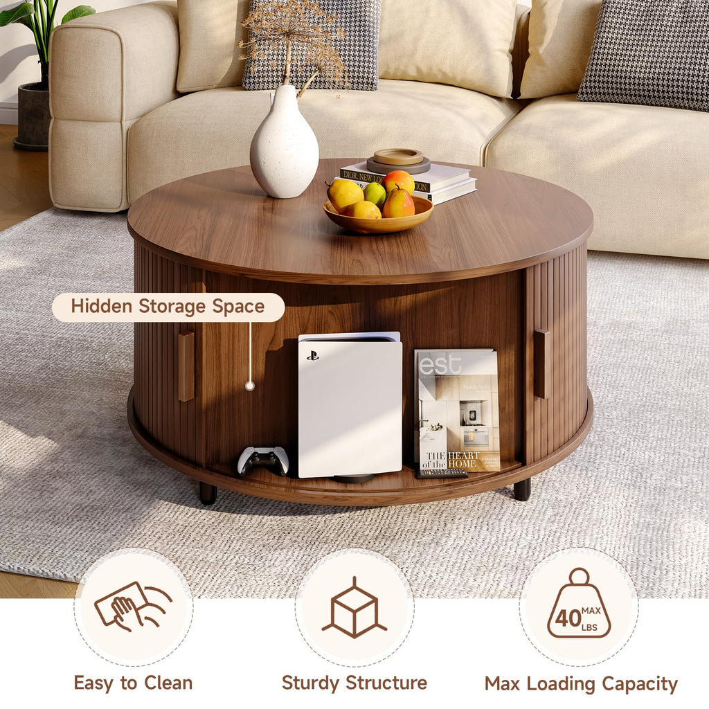 31.5" Round Coffee Table with Storage A110