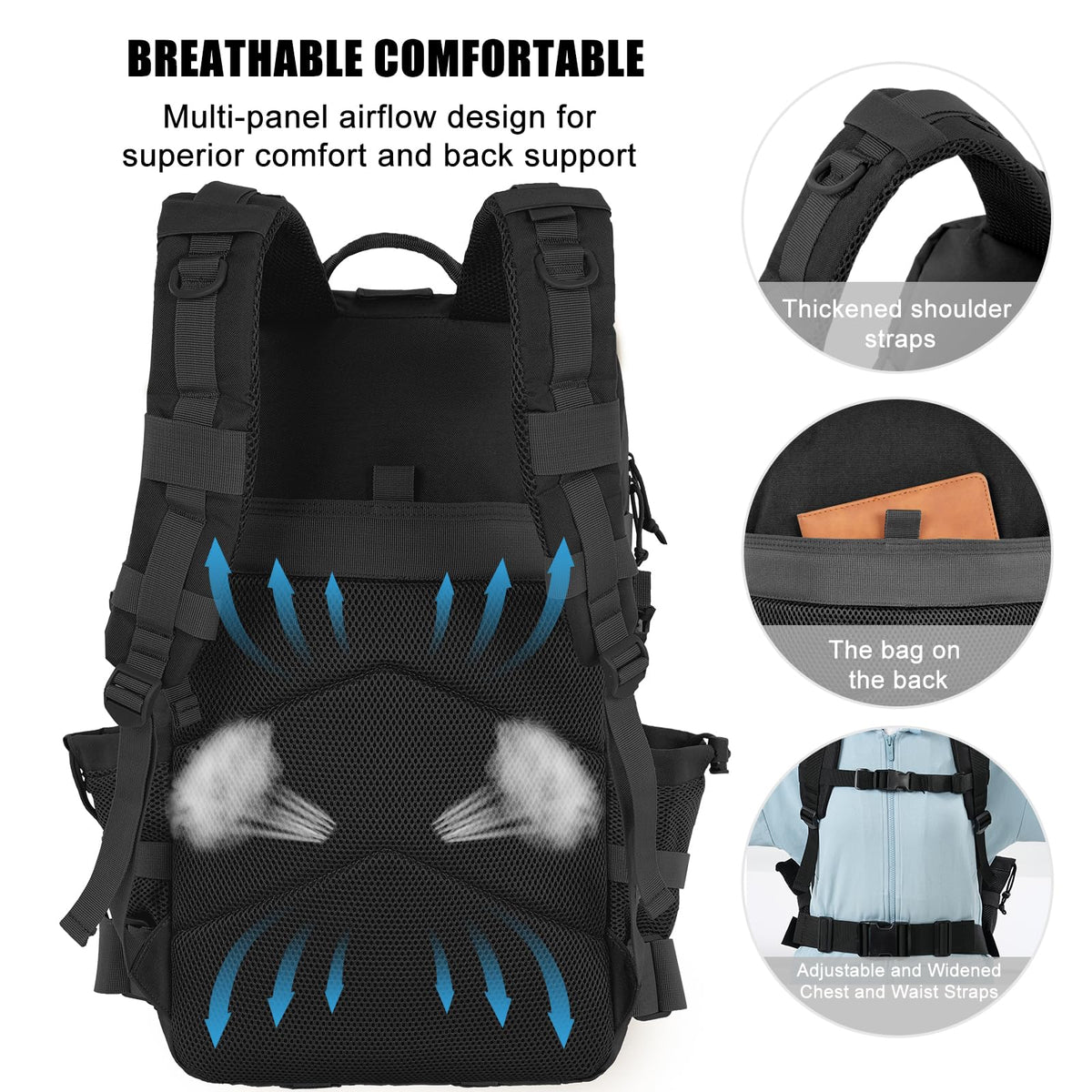50L Military Tactical Backpack Black B25673