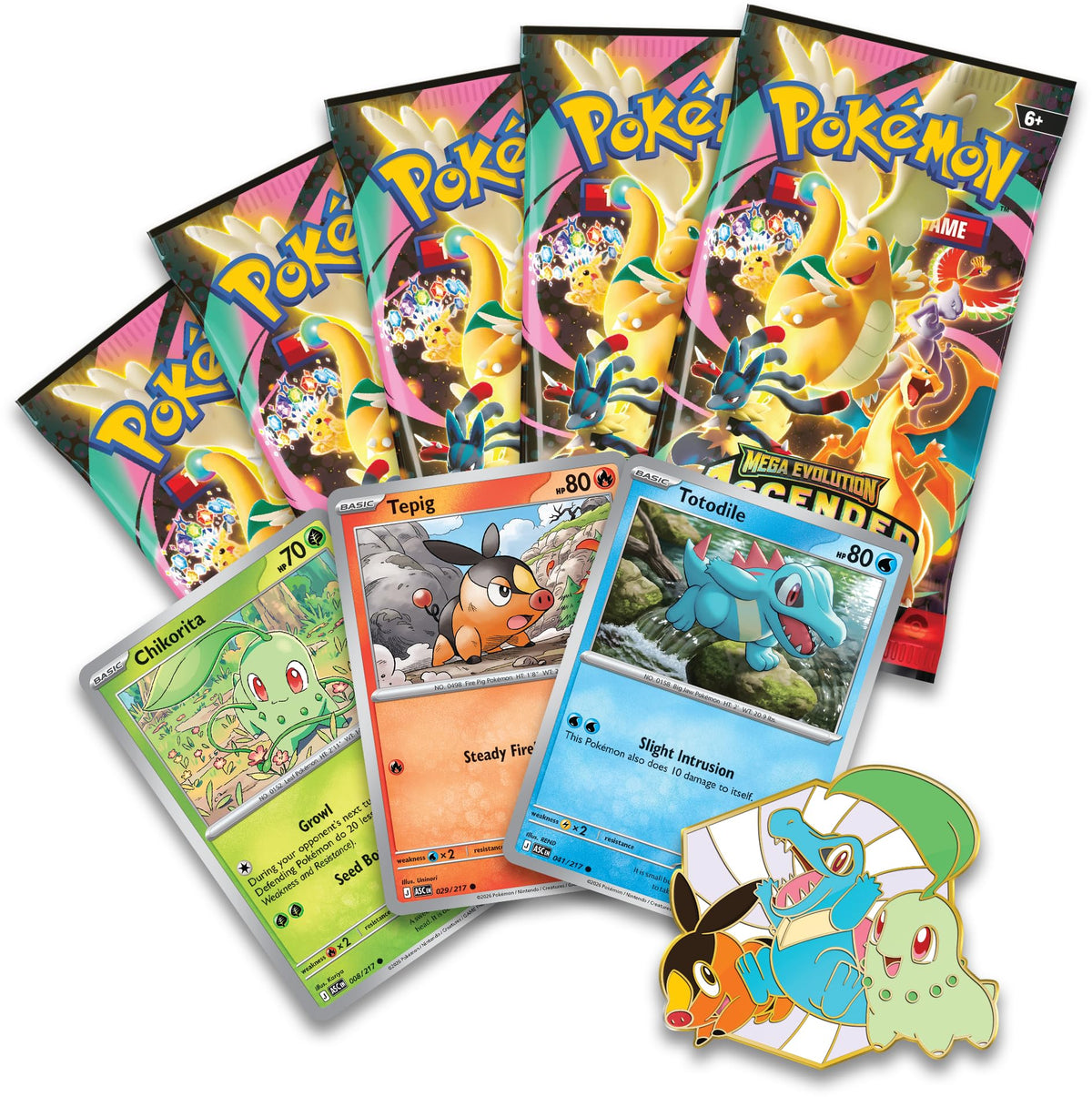 Pokémon TCG 3 Foil Promo Cards 1 Deluxe Pin & 5 Booster Packs Y67082