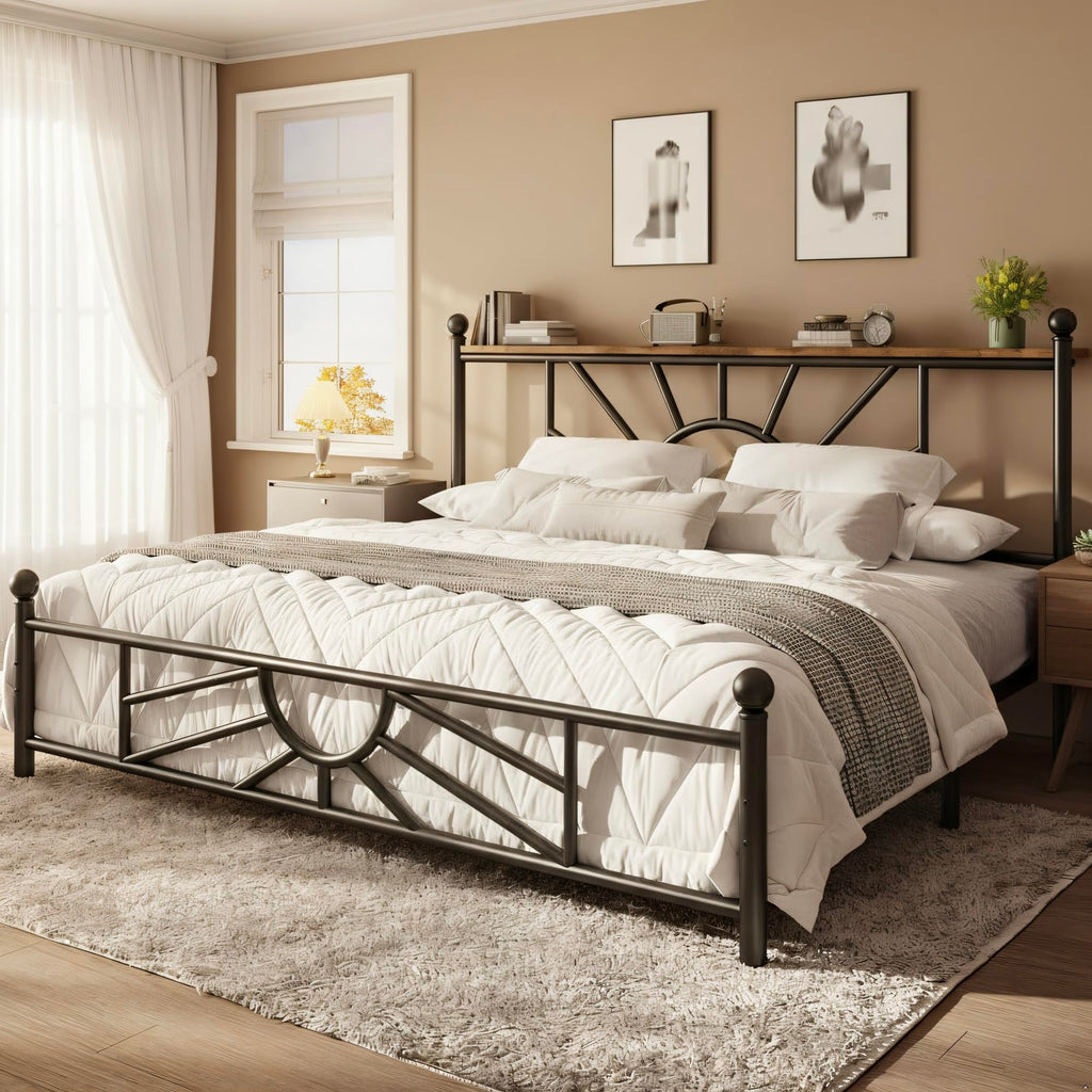 King Size Metal Platform Bed Frame with LED Lights V533