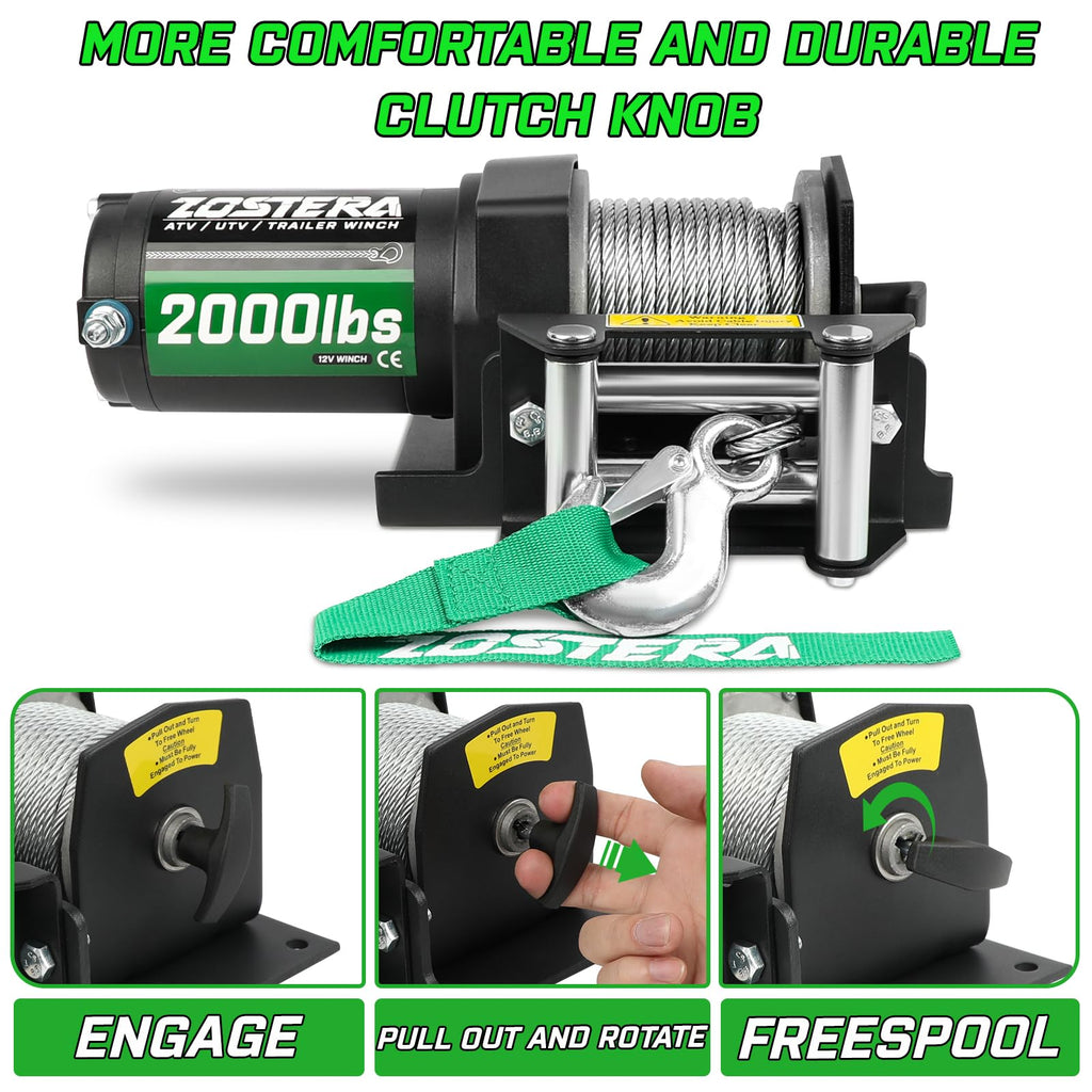 2000lb ATV Winch with Steel Cable N3824
