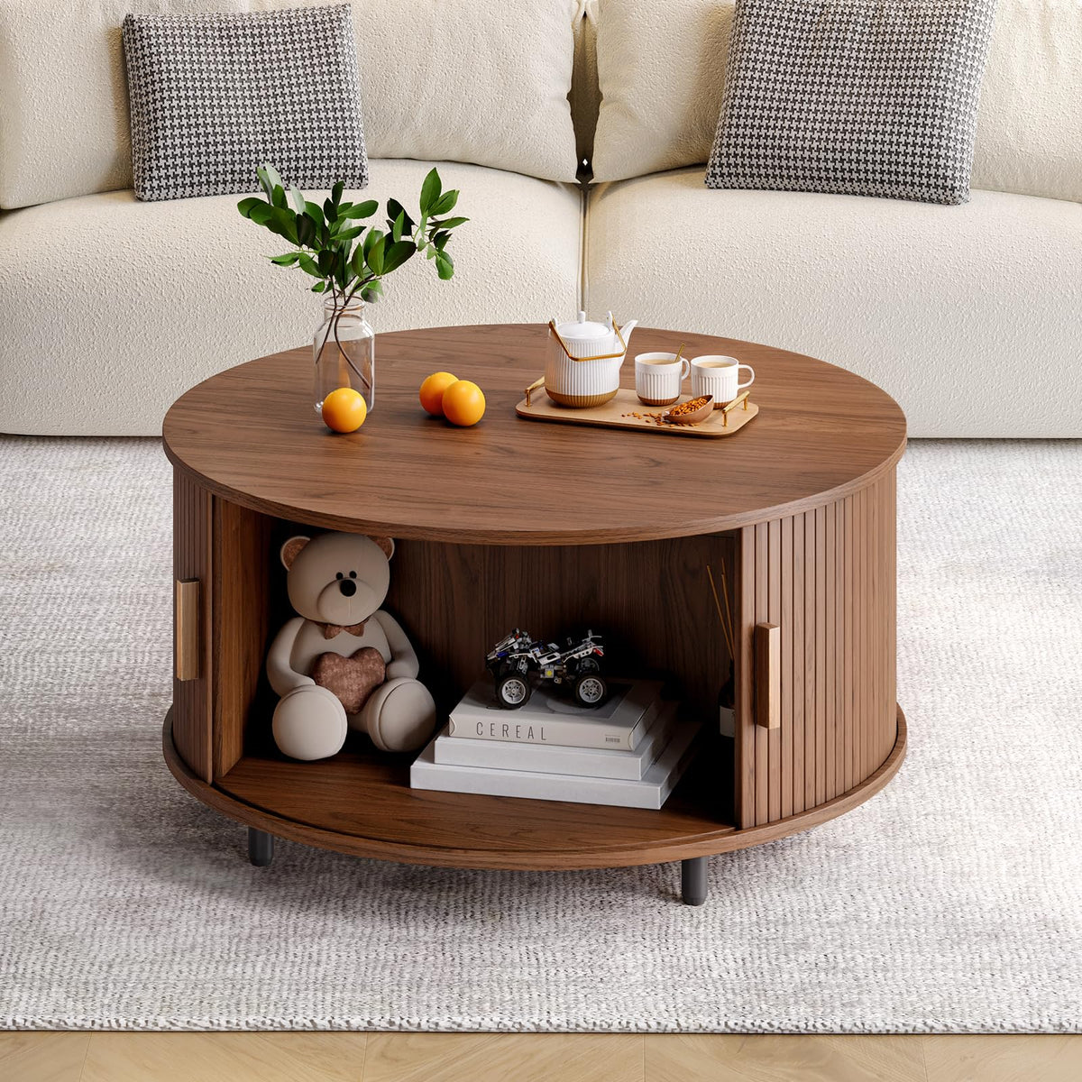 31.5" Round Coffee Table with Storage A110