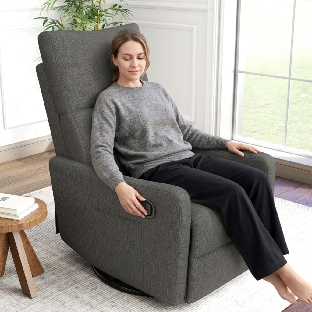 Swivel Rocker Recliner Chair with Pull Lever and Side Pocket S5757