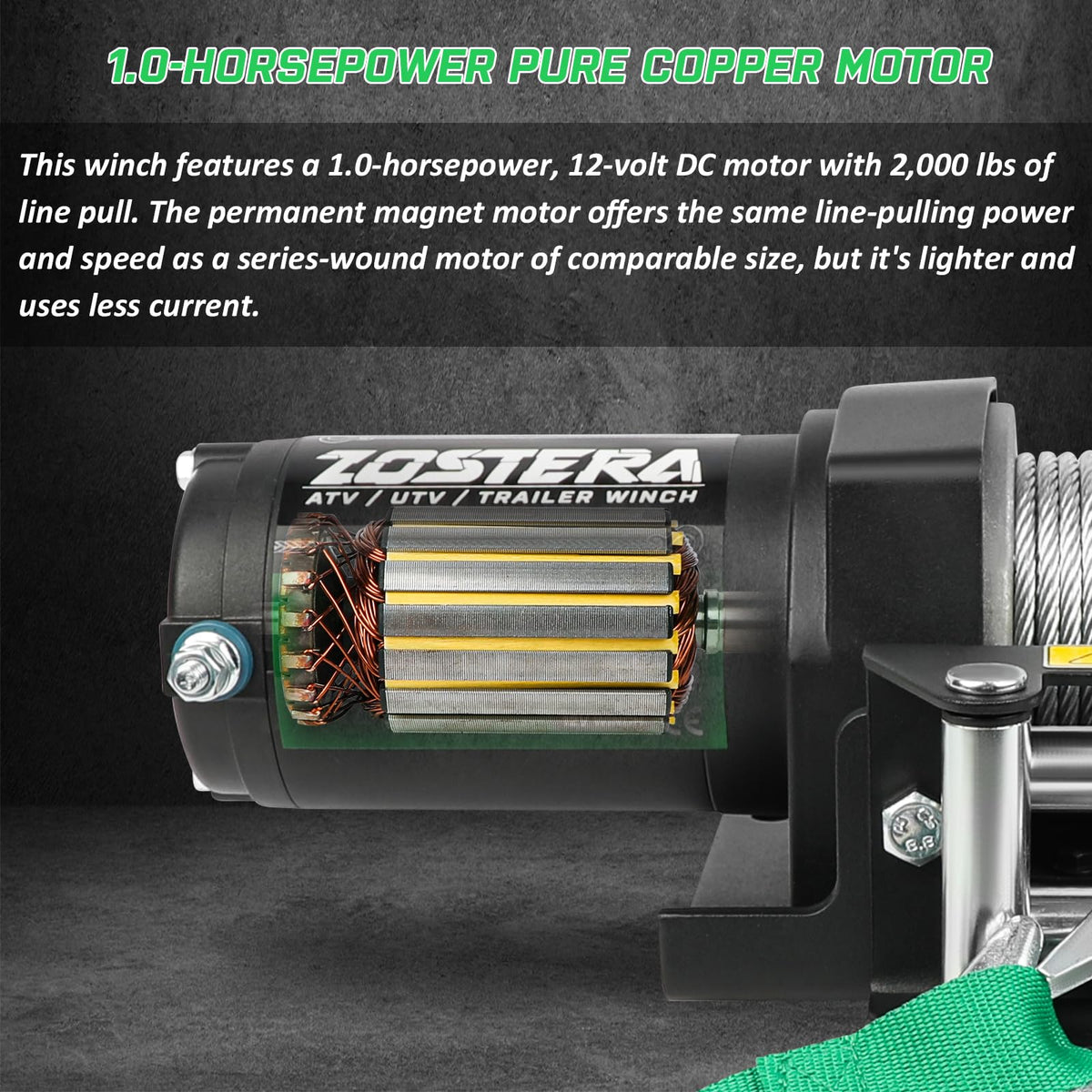 2000lb ATV Winch with Steel Cable N3824