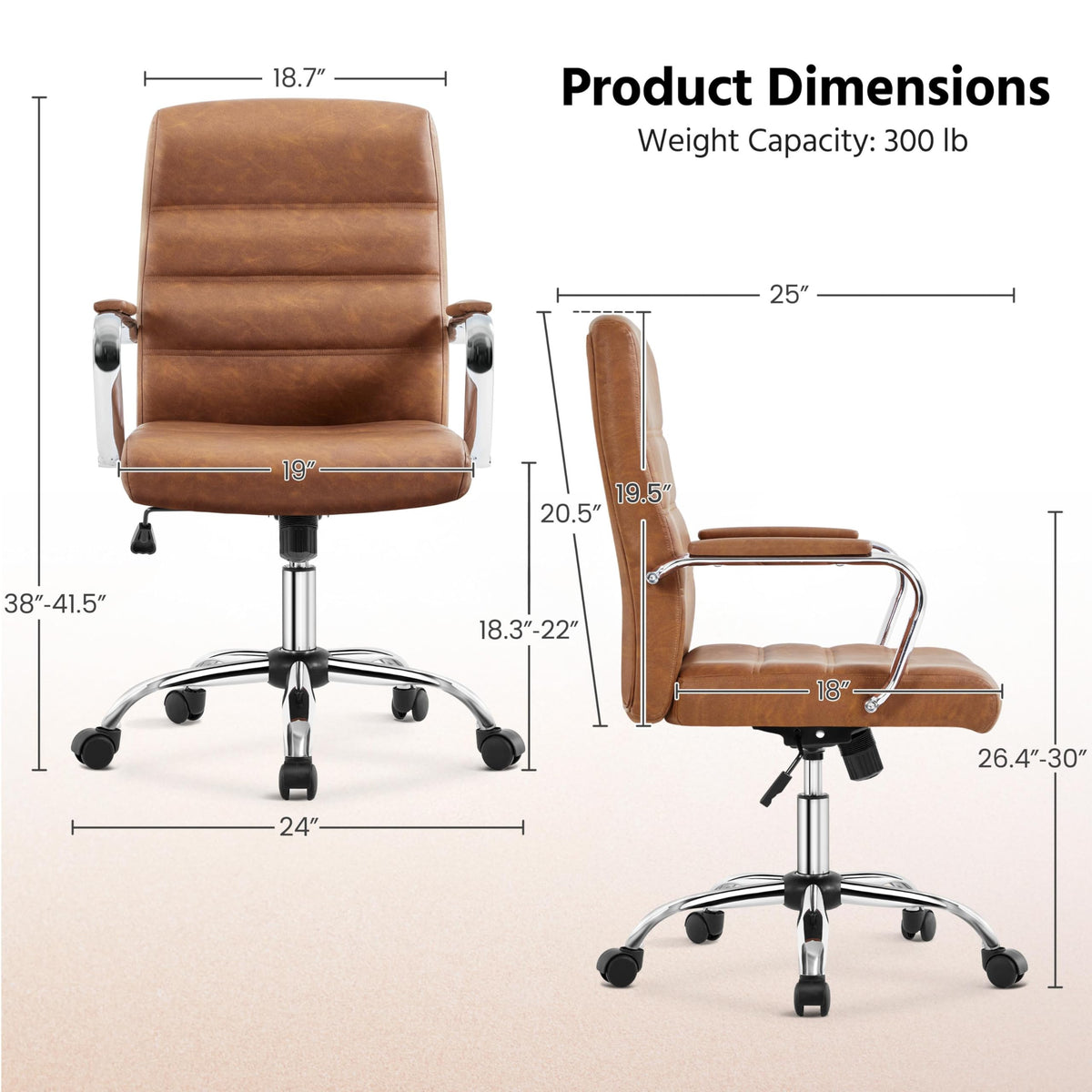 Brown PU Leather Office Chair with Arms E356