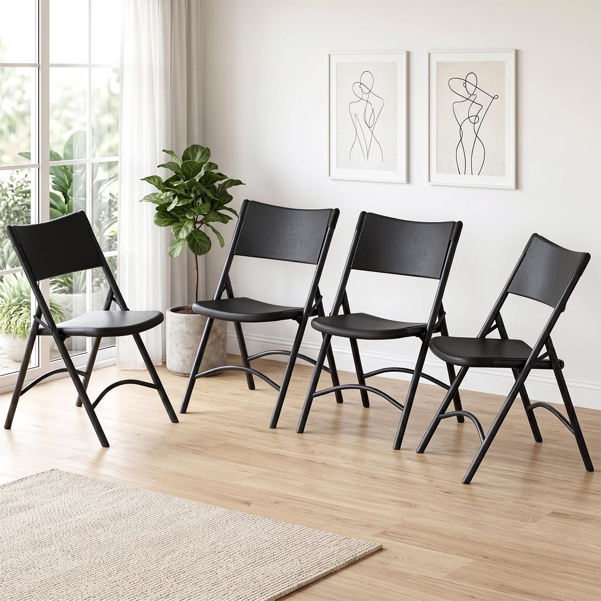4 Pack Black Heavy Duty Folding Chair J78087