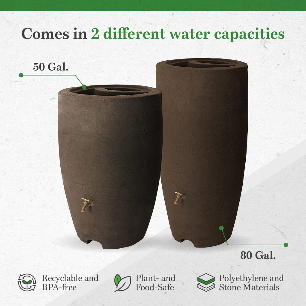 50 Gallon Plastic Rain Barrel with Brass Spigot L63458