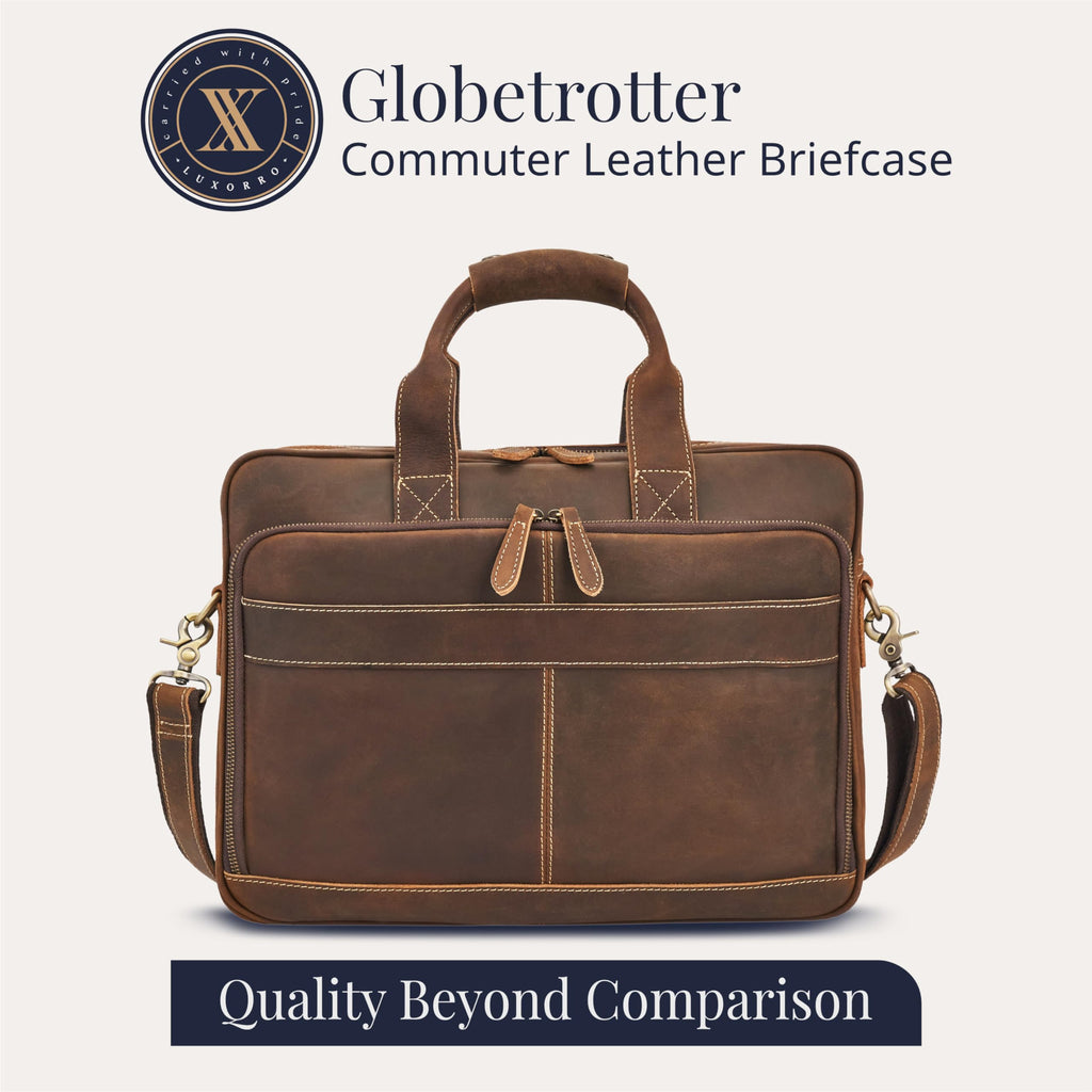 Full-Grain Leather Laptop Briefcase S889