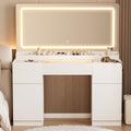 44" Pure White Vanity Desk with Mirror and Lights I930939