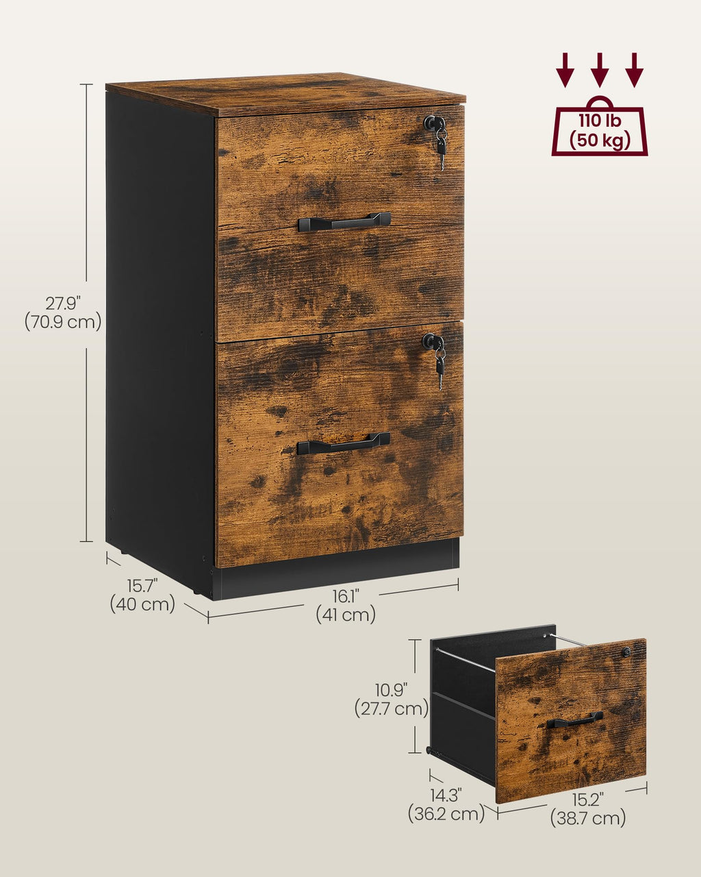 2 Drawer File Cabinet with Locks L92805