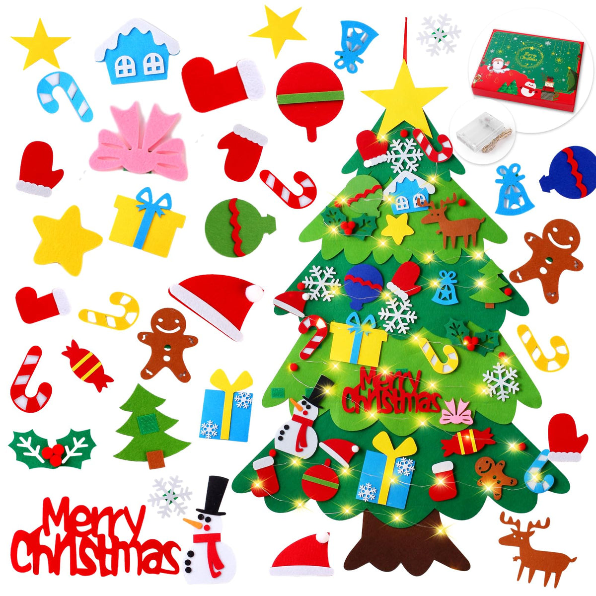 Felt Christmas Tree with 34 Ornaments F341870