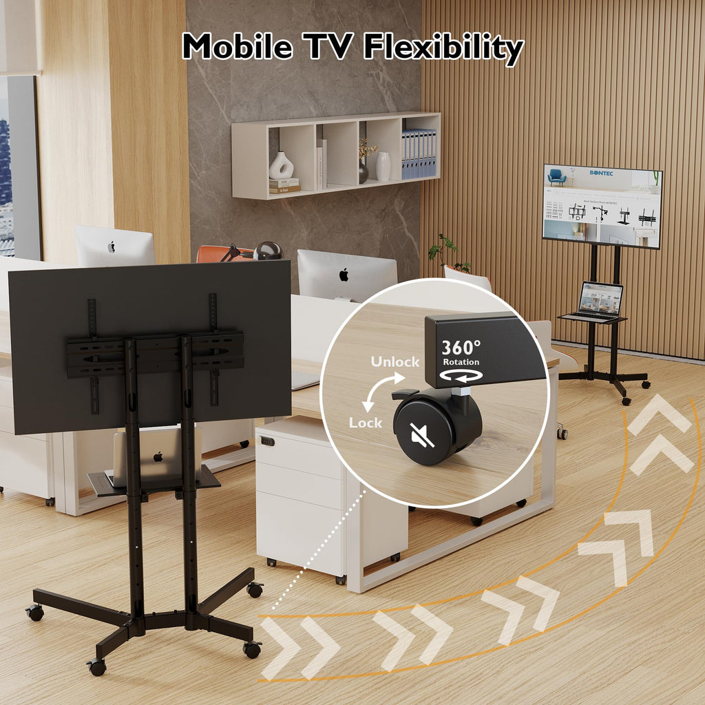 Rolling TV Stand with Tilt, Black E90708