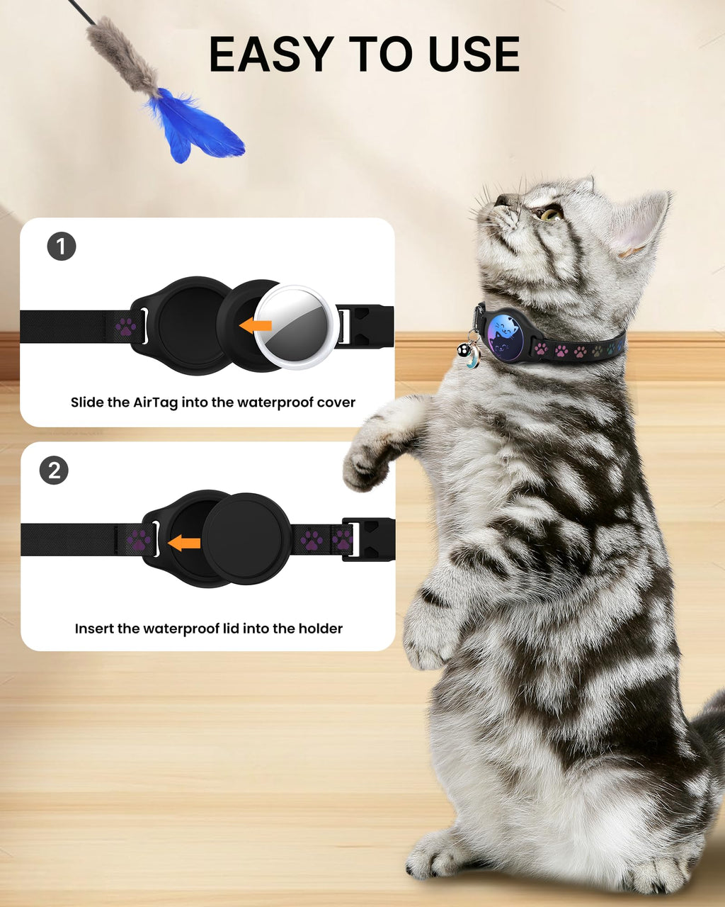 Cat Collar with AirTag Holder 2 Pack Z3010